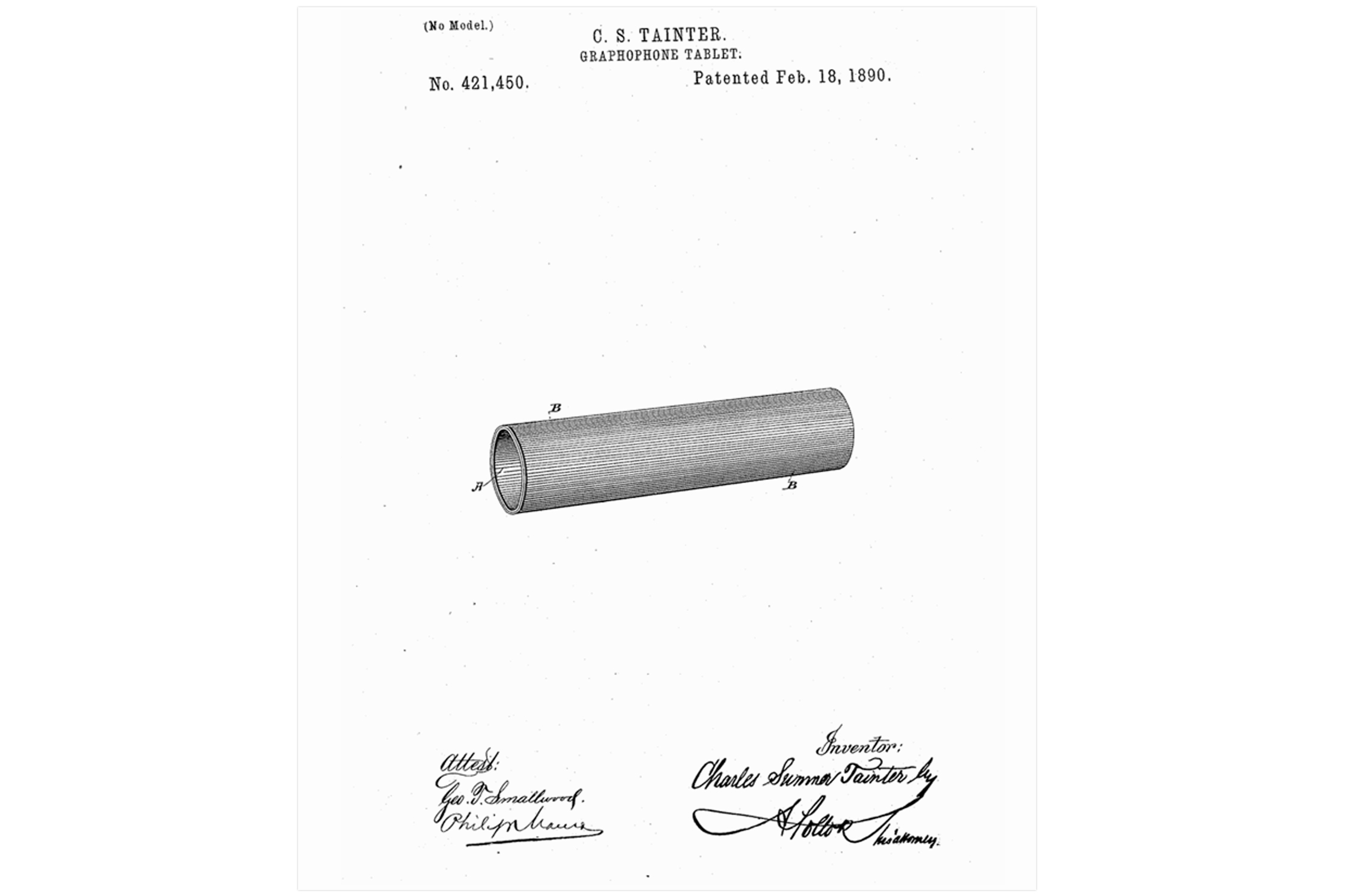 Patent illustration for Bell-Tainter cylinder patent