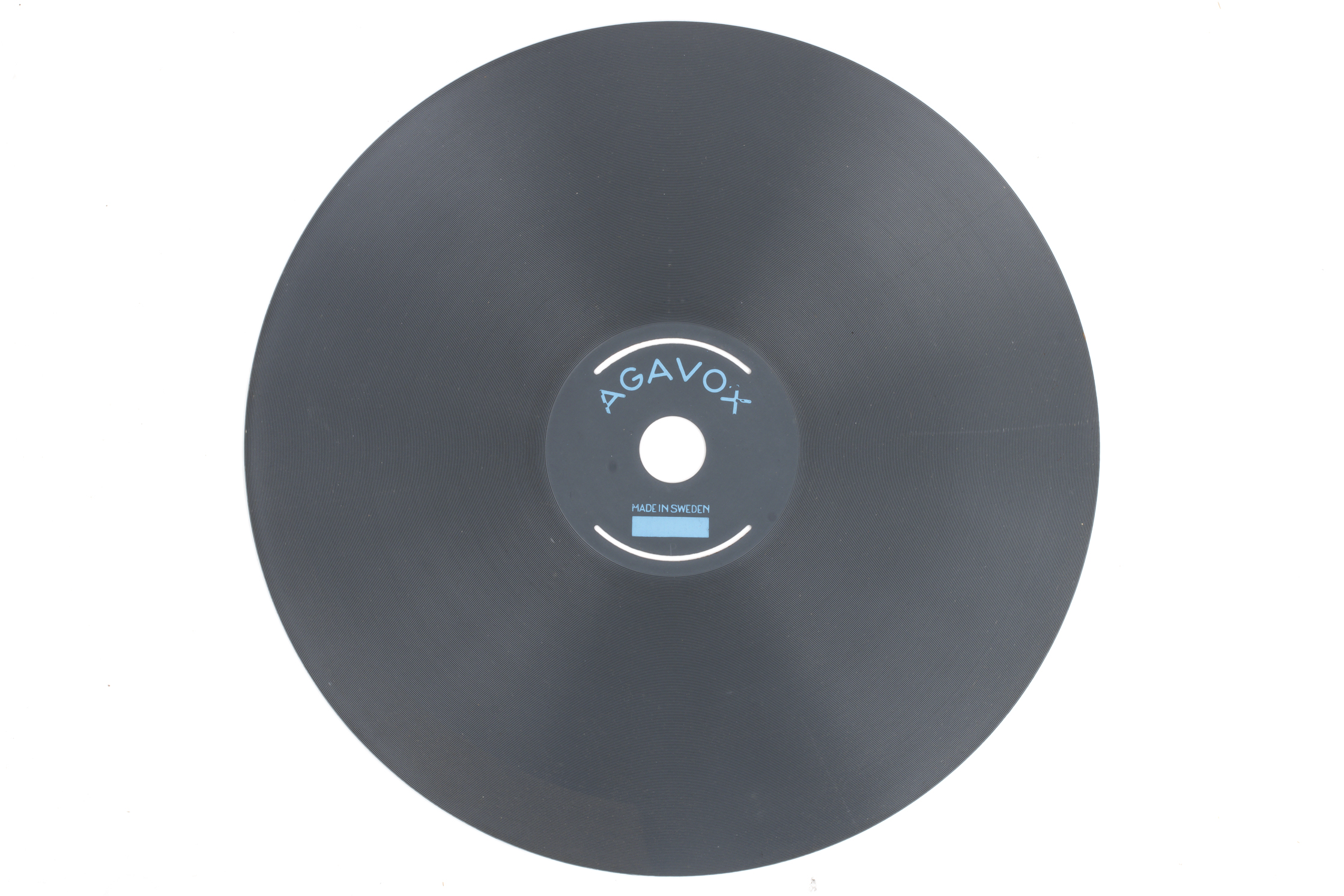Front side of Agavox dictation disk with label printed on center