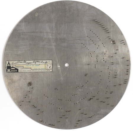 Heavy steel disc with metal pins set into face for Maas-Rowe Carillon Player