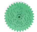 Small plastic disc with gear teeth around edge and plastic pins projecting from its face for Mattel Stru Fun Getar
