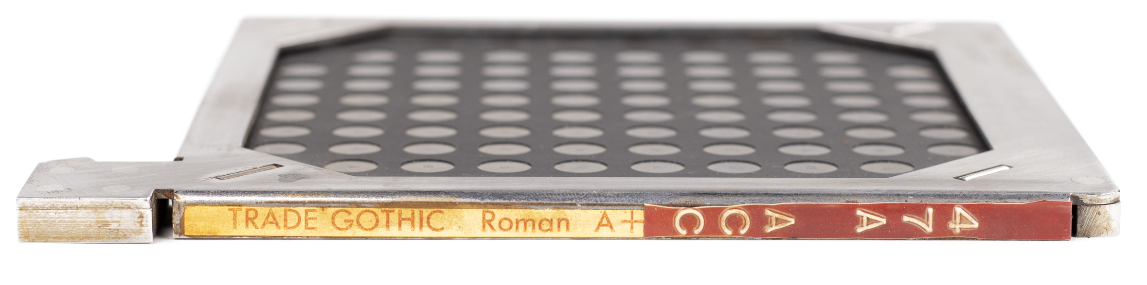 Font grid with paper label along side: 