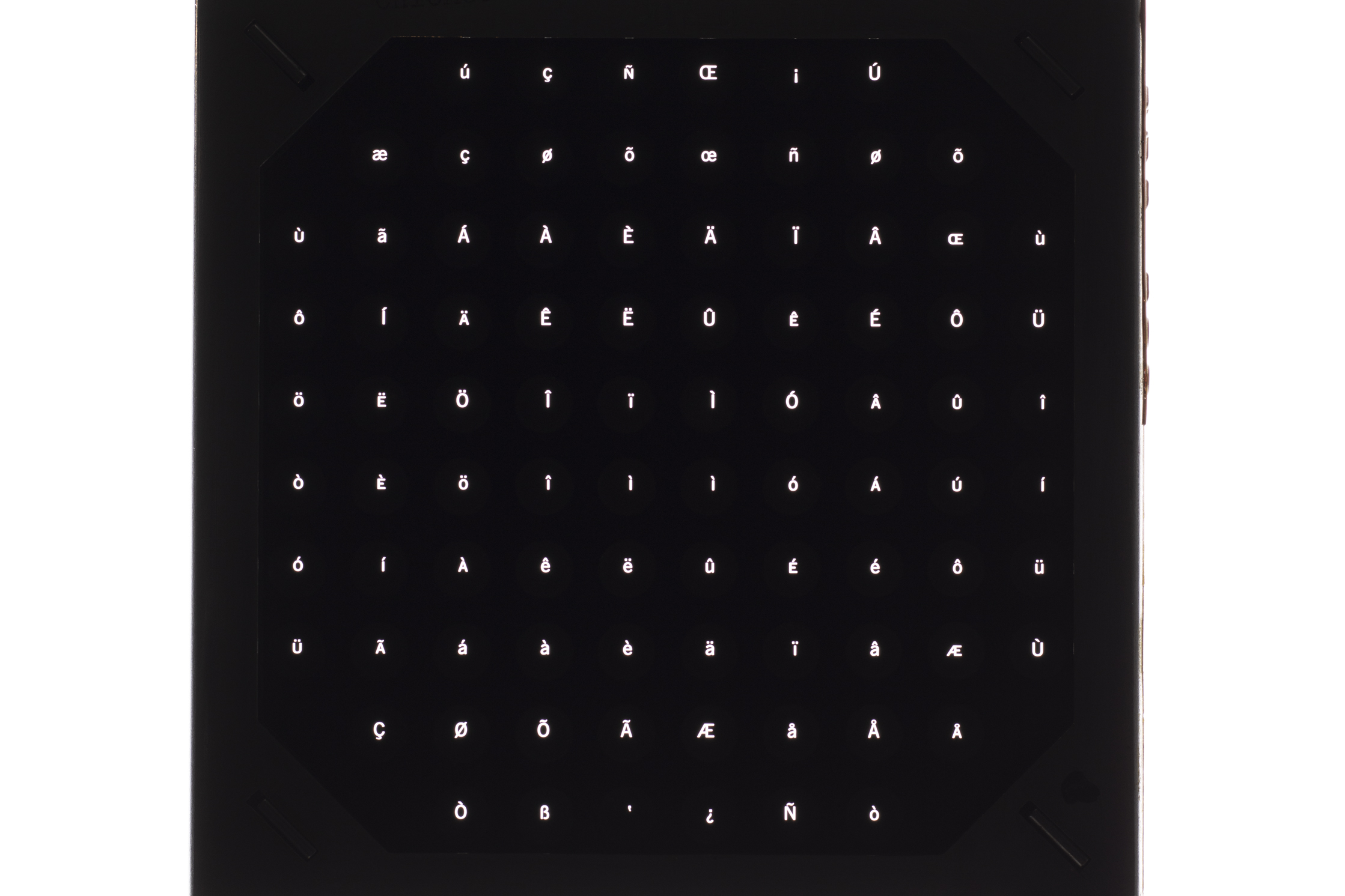 Font grid illuminated showing 88 characters