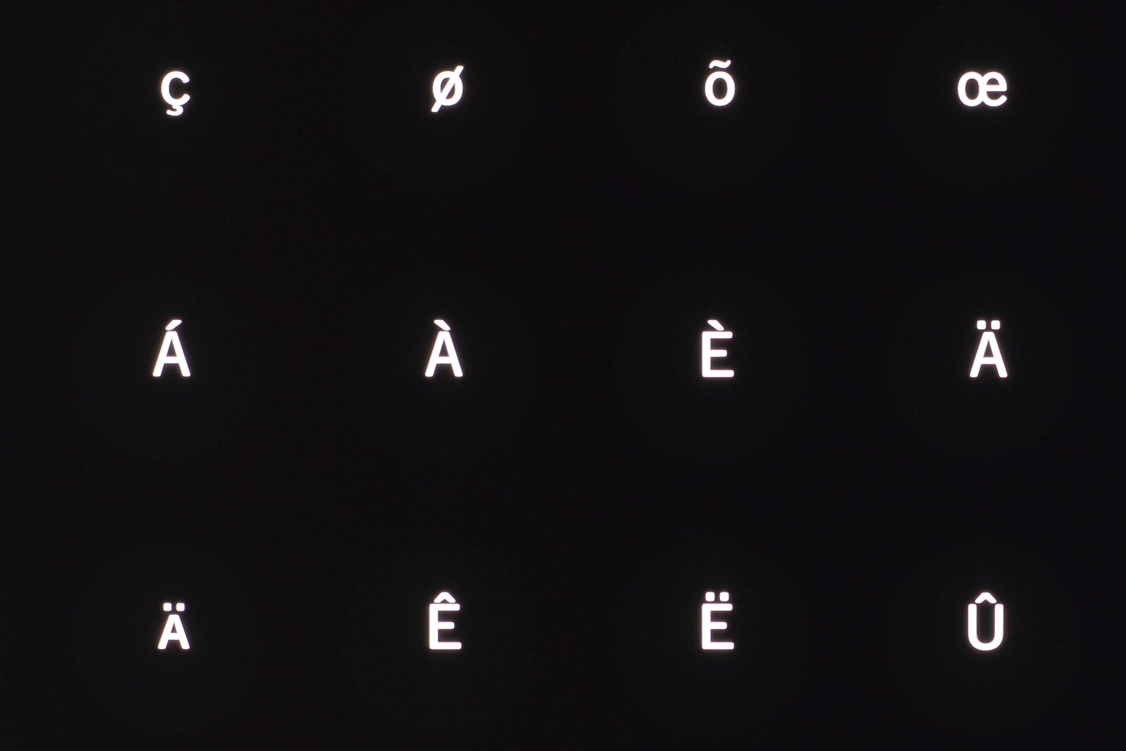 Close up of font grid illuminated