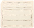 A small 90-column IBM card punched with tiny round holes