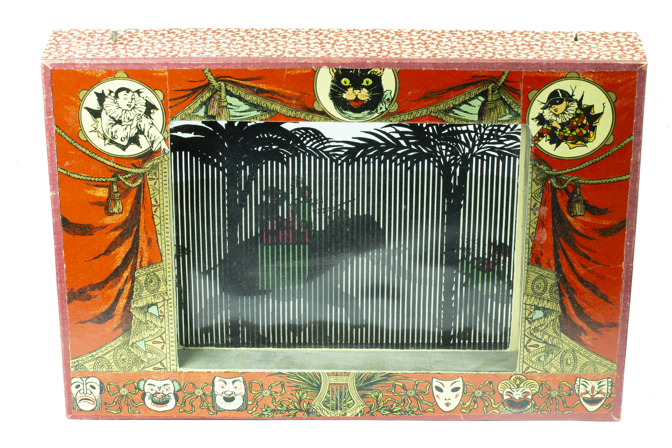 Front view showing lithographed design and celluloid grid