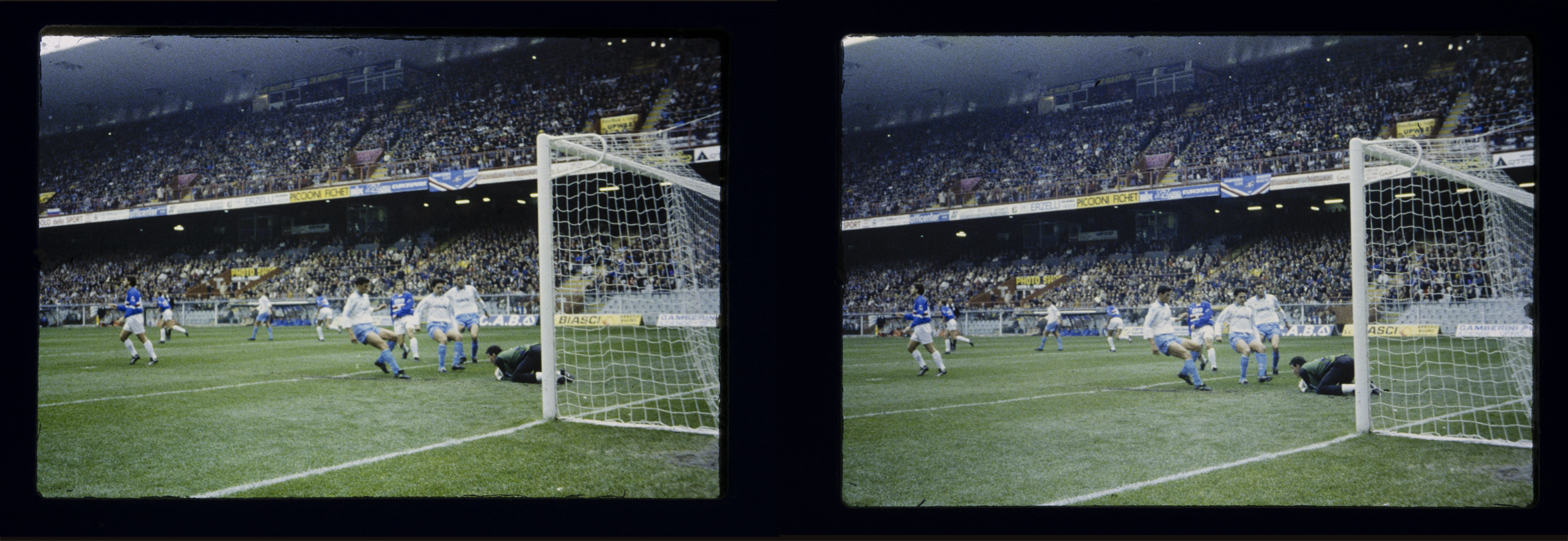 Left and right images of soccer play